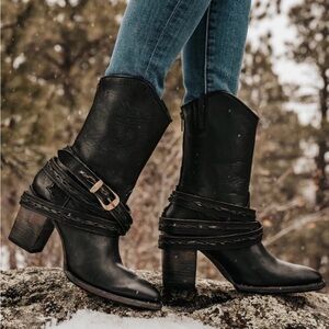 Freebird by Steven OG Cadence  Leather Heeled Boots with Buckle